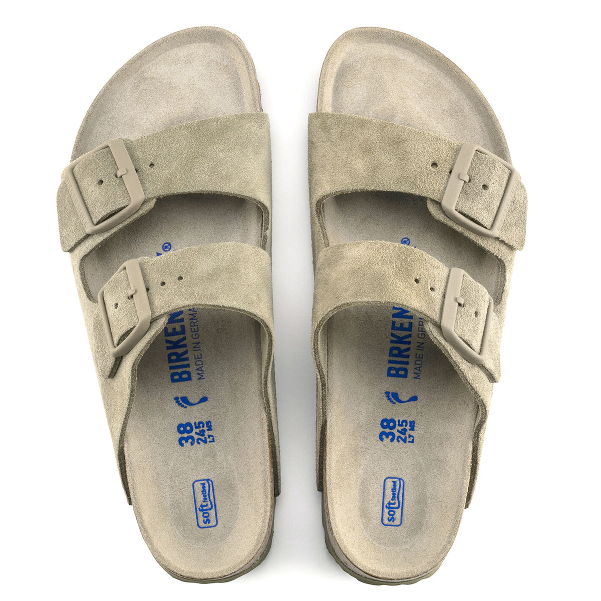 Mens Arizona SFB Suede Sandals - Faded Khaki - Sandali Uomo Verdi - Calzata Stretta 1019088 . BIRKENSTOCK 