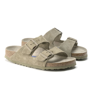 Mens Arizona SFB Suede Sandals - Faded Khaki - Sandali Uomo Verdi - Calzata Stretta 1019088 . BIRKENSTOCK 