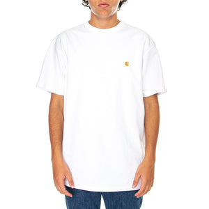 S/S Chase T-Shirt White / Gold - Maglietta Girocollo Uomo Bianca I026391-00RXX . CARHARTT WIP 