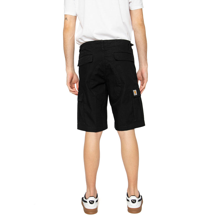 AVIATION SHORT BLACK RINSED - Bermuda Cargo Uomo Neri I028245.89.02.00 . CARHARTT WIP 