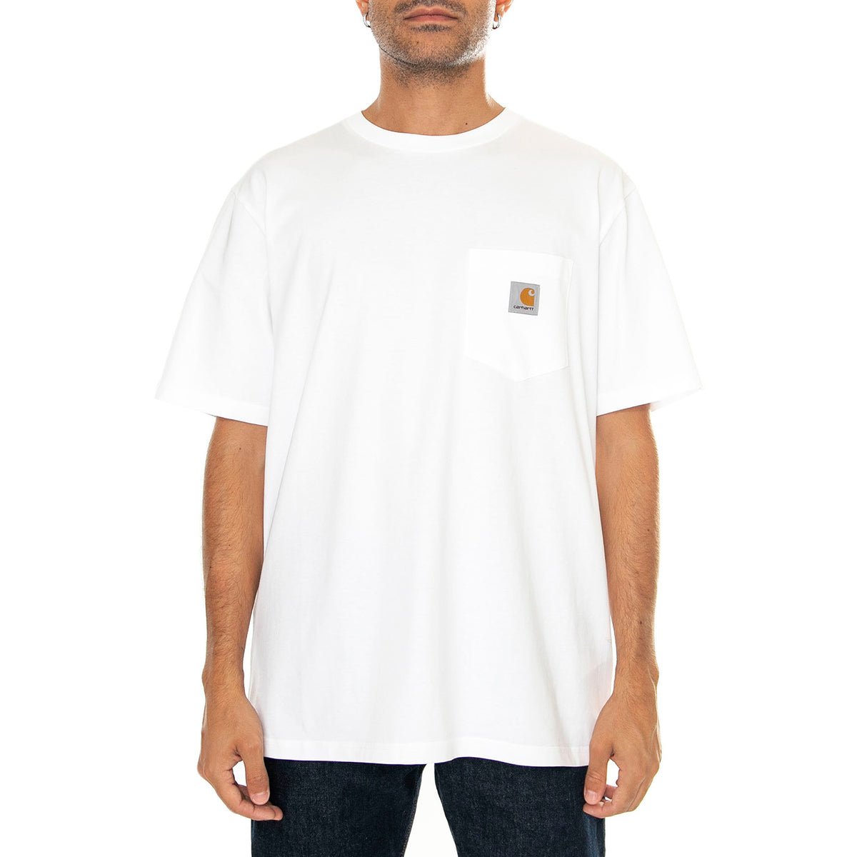S/S Pocket T-Shirt White - Maglietta Girocollo Uomo Bianca I030434-02XX . CARHARTT WIP 