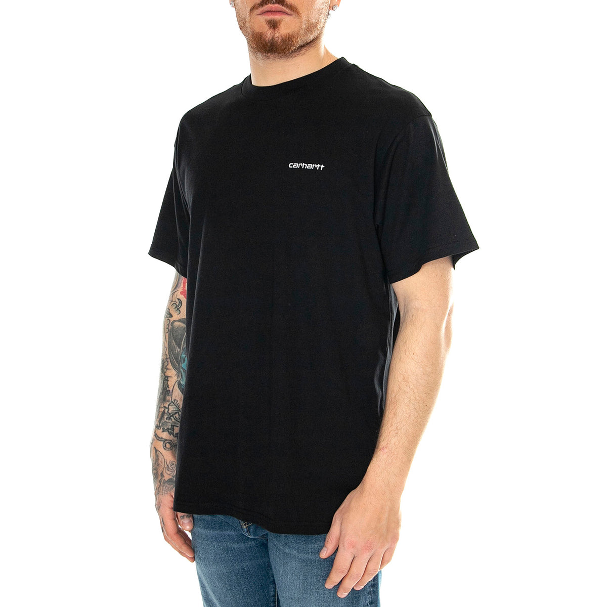 S/S Script Embroidery T-Shirt Black / White - Maglietta Girocollo Uomo Nera I030435_0D2_XX . CARHARTT WIP 