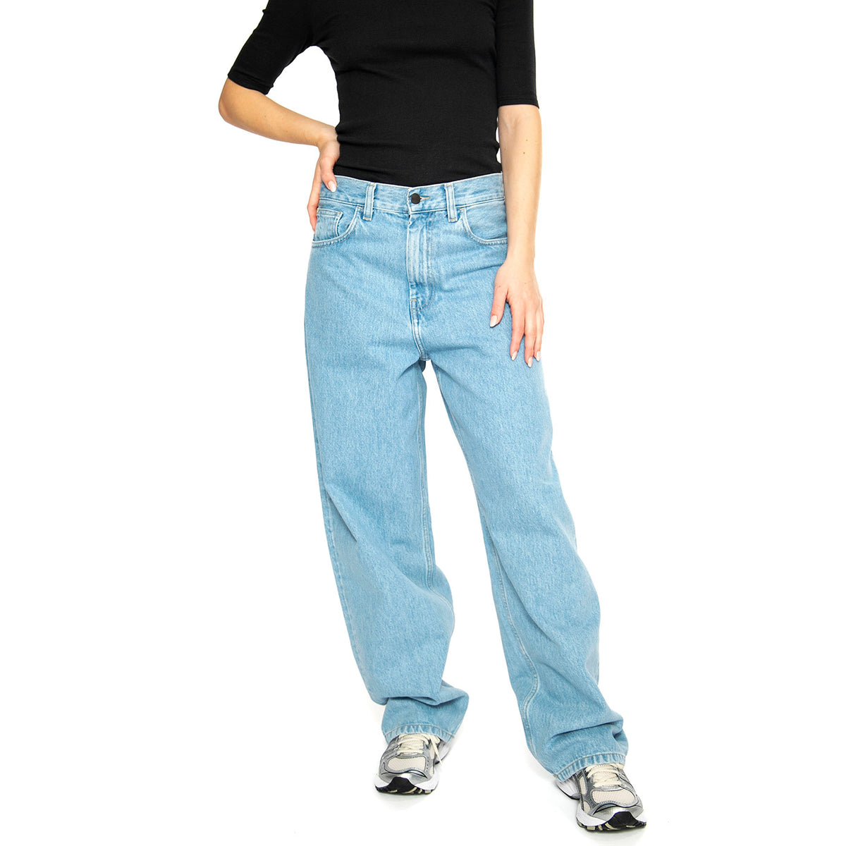 W' Brandon Pant Blue /stone bleached - Pantaloni Denim Jeans Donna Blu I031918.0112 . CARHARTT WIP 