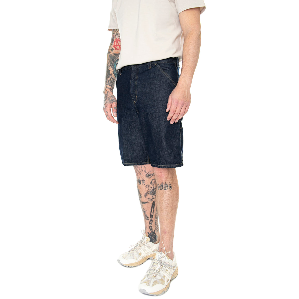 Single Knee Short Blue Rinsed - Bermuda Denim Jeans Uomo Blu I032026-0102 . CARHARTT WIP 