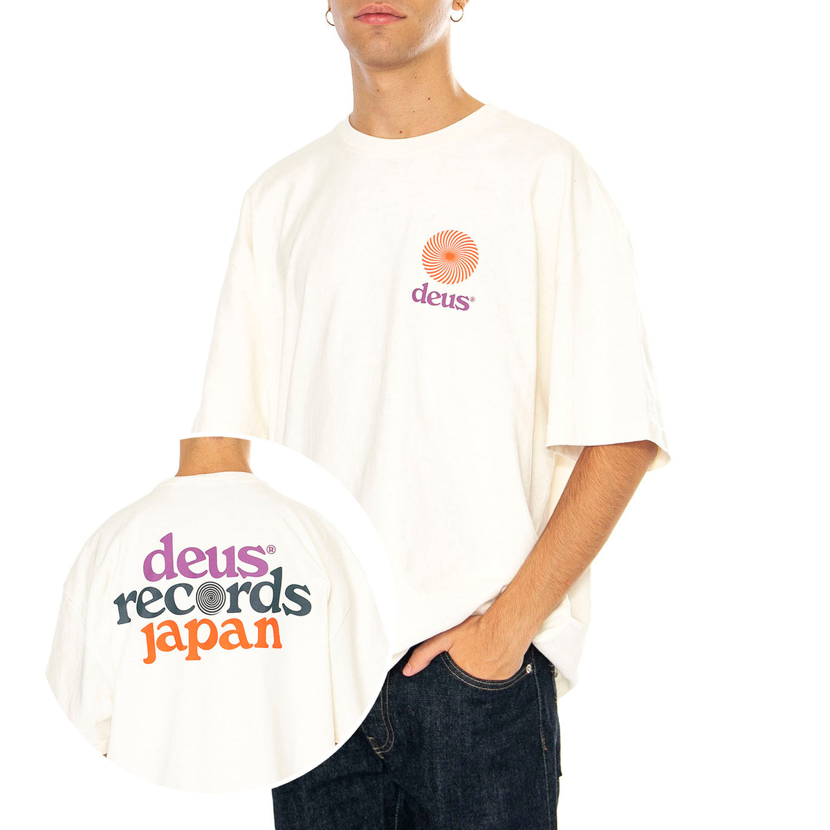 Strata Tee Vintage White - Maglietta Girocollo Uomo Beige DMF241762 . DEUS EX MACHINA 