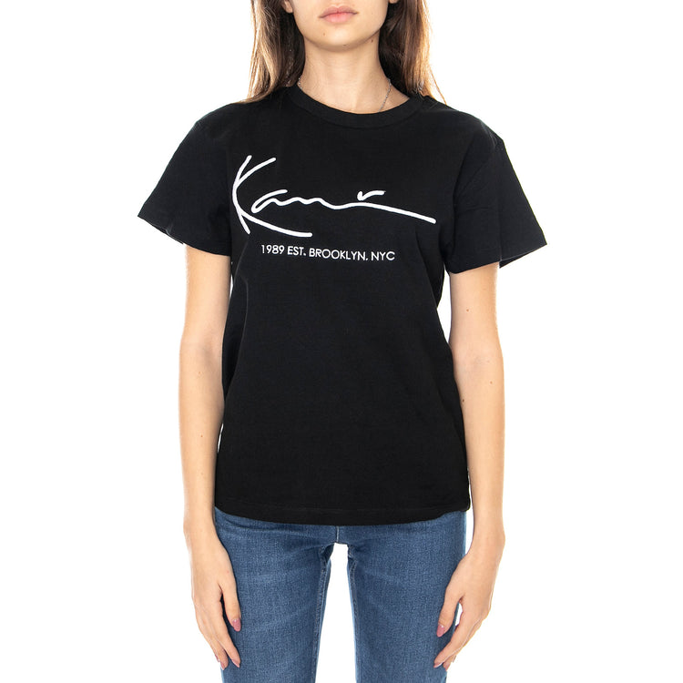 Signature T-Shirt - Black - Maglietta Girocollo Donna Nera KRCKKWQ32002BLK . KARL KANI 