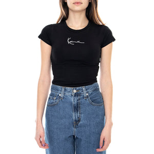 Small Signature T-Shirt - Black - Maglietta Girocollo Donna Nera KRCKKWQ22002BLK . KARL KANI 