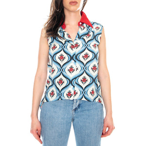 Matica Shirt - Retro Tile - Camicia Smanicata Donna Multicolore MRCMATICA SHT-RET TI . MOTEL ROCKS 