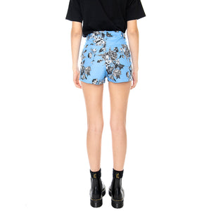 Wm Mizzy Hot Pants - Morris Flowers - Pantaloncini Hot Pants Donna Multicolore MRCMIZ SH13MIZ-BLUE . MOTEL ROCKS 