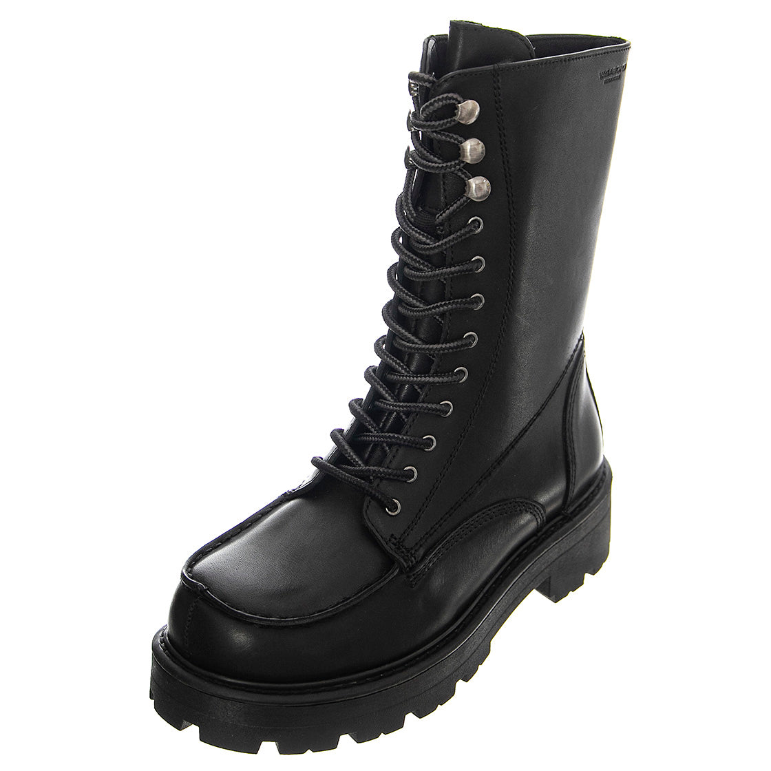 Cosmo 2.0 Cow Leather Black Boots Low Heel Chunky - Stivali Stringati Donna Neri VBS5455-101-20 . VAGABOND 