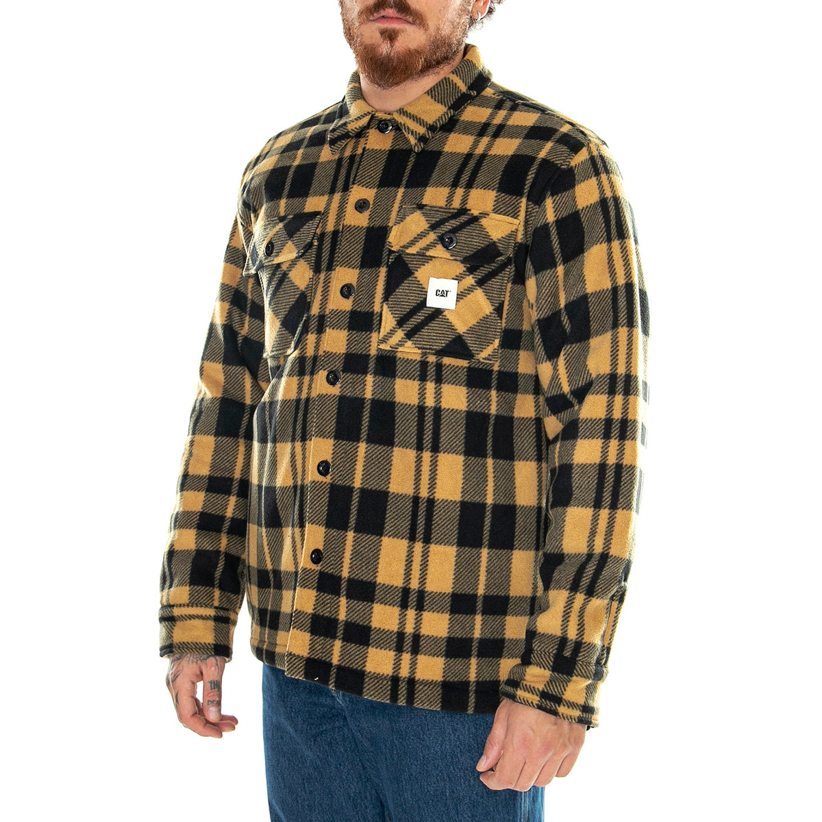 Plaid Shacket Yellow Check - Giacca Uomo Multicolore 6040057-13793 . CAT 