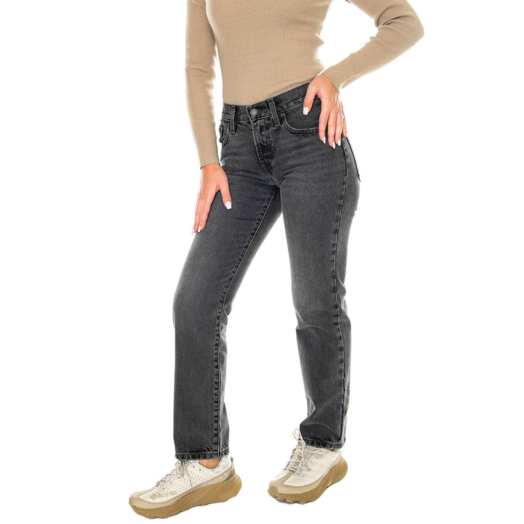 Middy Straight No Service Black - Pantaloni Denim Jeans Donna Grigi A4690-0000 . LEVIS 