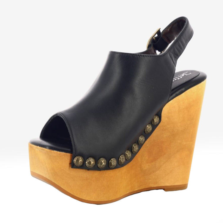 SNICK-STD SUEDE BLACK - Sandali con Zeppa in Legno Donna Neri JCSF0021-BLK . JEFFREY CAMPBELL 