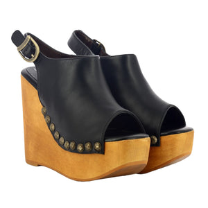 SNICK-STD SUEDE BLACK - Sandali con Zeppa in Legno Donna Neri JCSF0021-BLK . JEFFREY CAMPBELL 