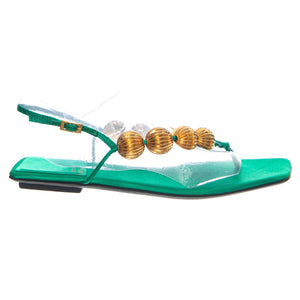 YUCATAN GREEN SATIN GOLD - Sandalo Donna Verde JCSJC-1119-3-5-GRNST . JEFFREY CAMPBELL 