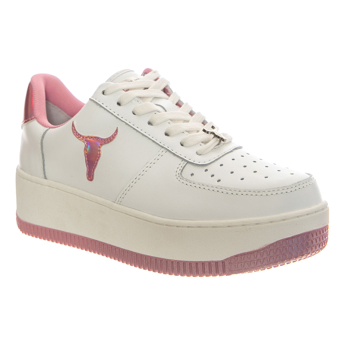 RECHARGE WHITE + PINK HOLO PU - Scarpe Stringate Donna Bianche WSPRECHARGE-WHIPNK . WINDSOR SMITH 