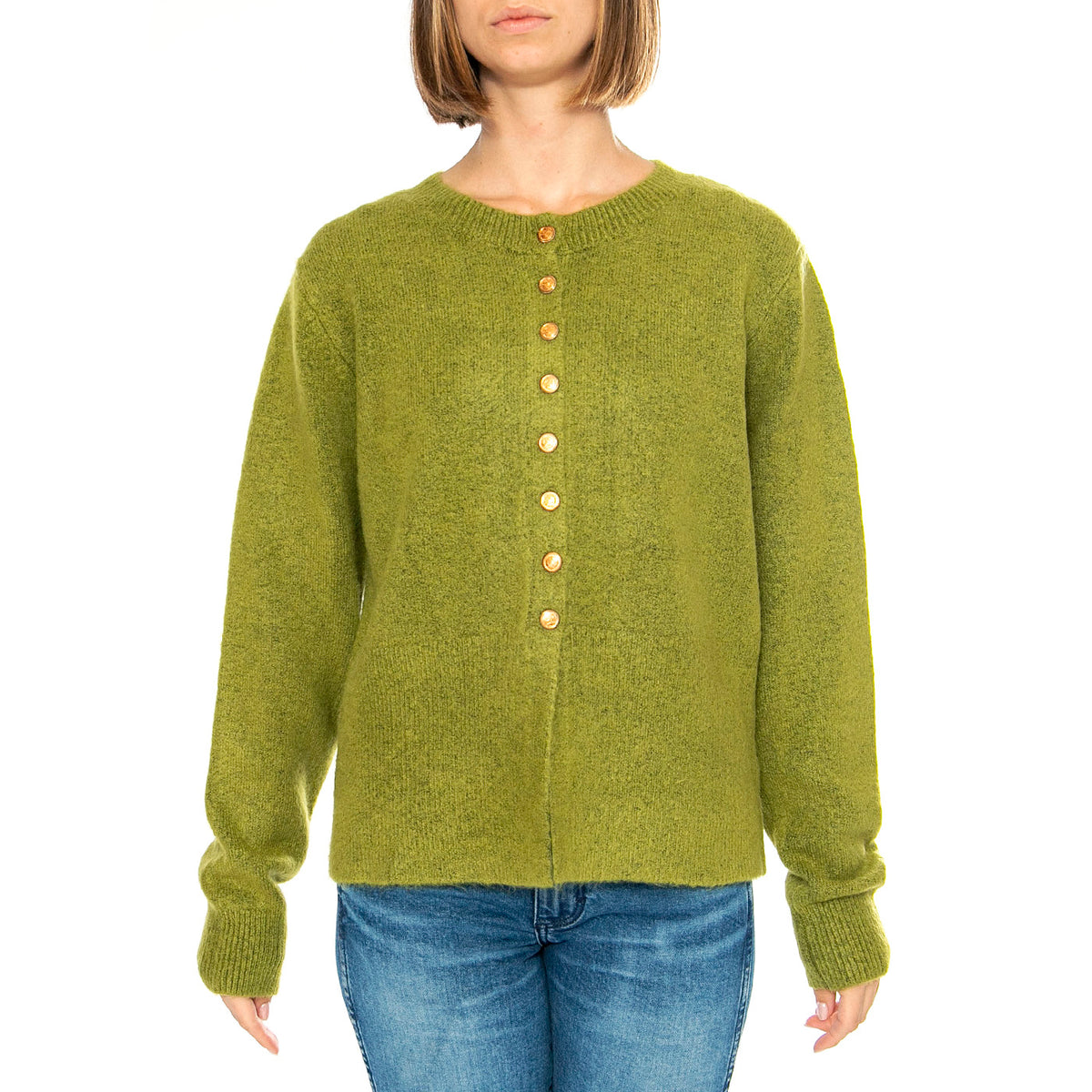 Cárdigan Boton Joya Verde - Cardigan Donna Verde 43W/10710 . WILD PONY 