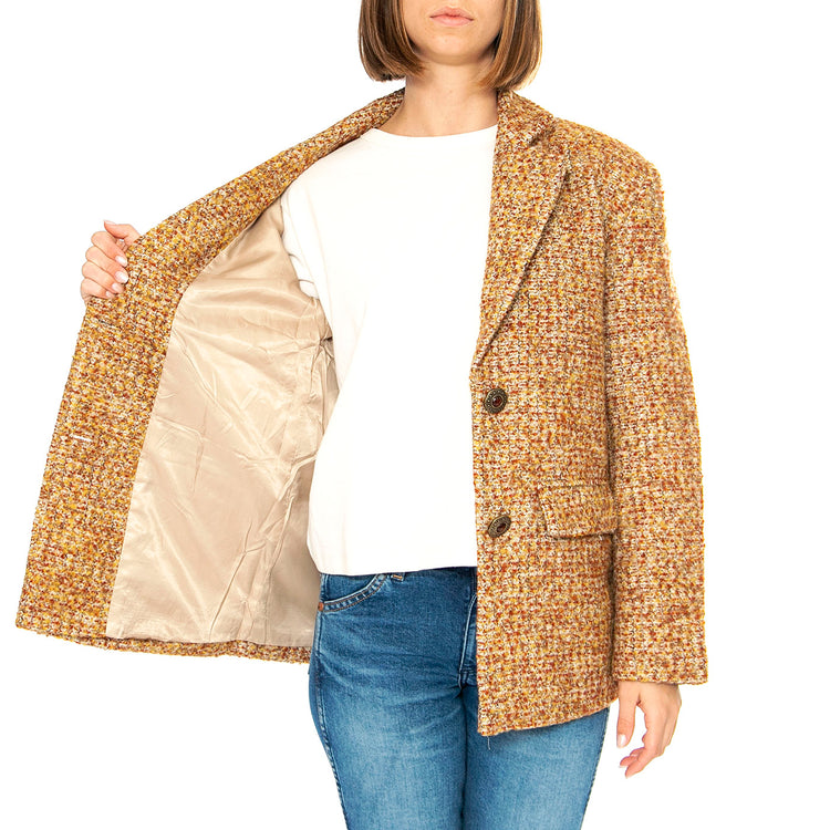 Blazer Oversize Tweed Marrón - Giacca Donna Marrone 43W/11242 . WILD PONY 