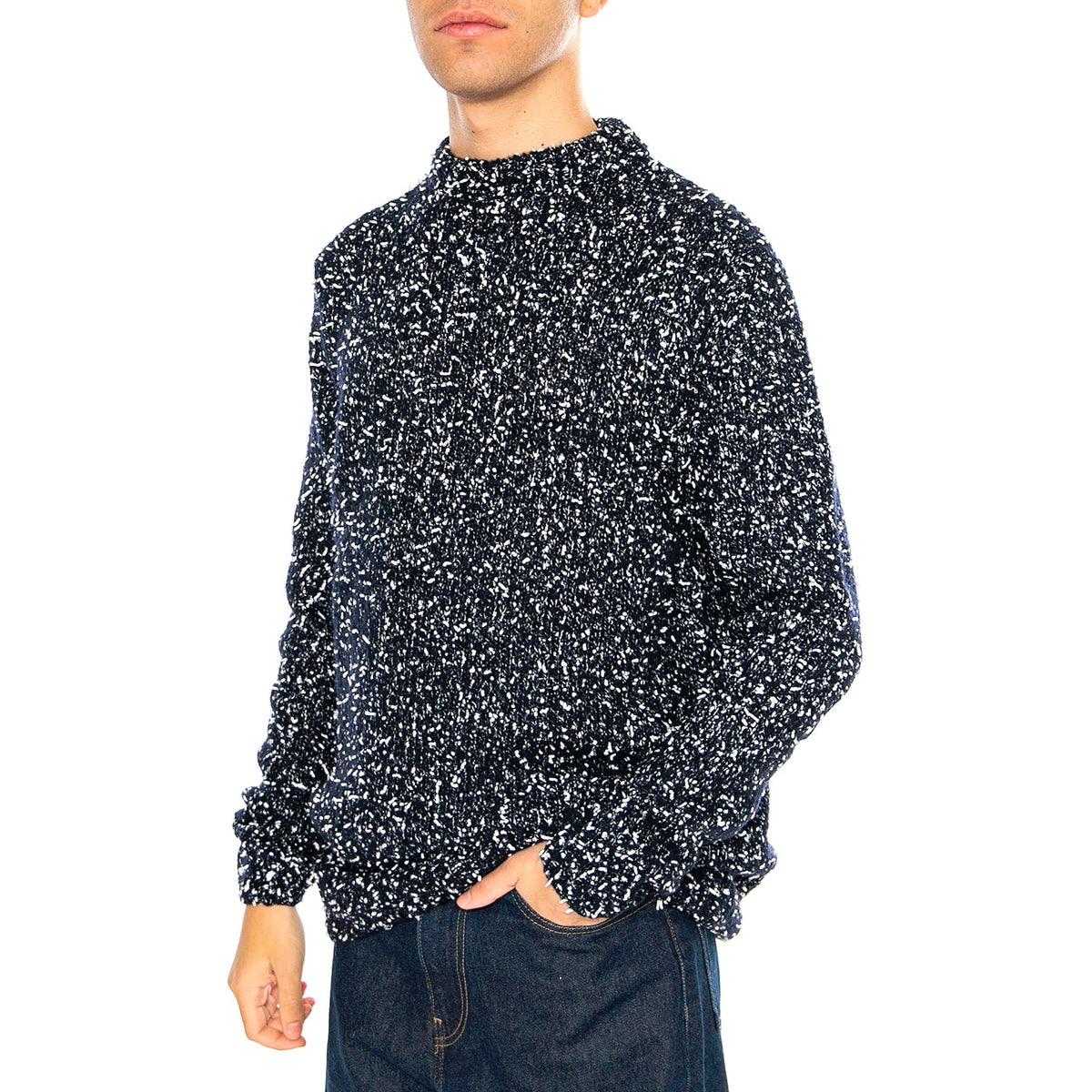 Two Tones Sweater Navy / Navy - Maglione Girocollo Uomo Blu 3085-NAVY . BRAVA FABRICS 