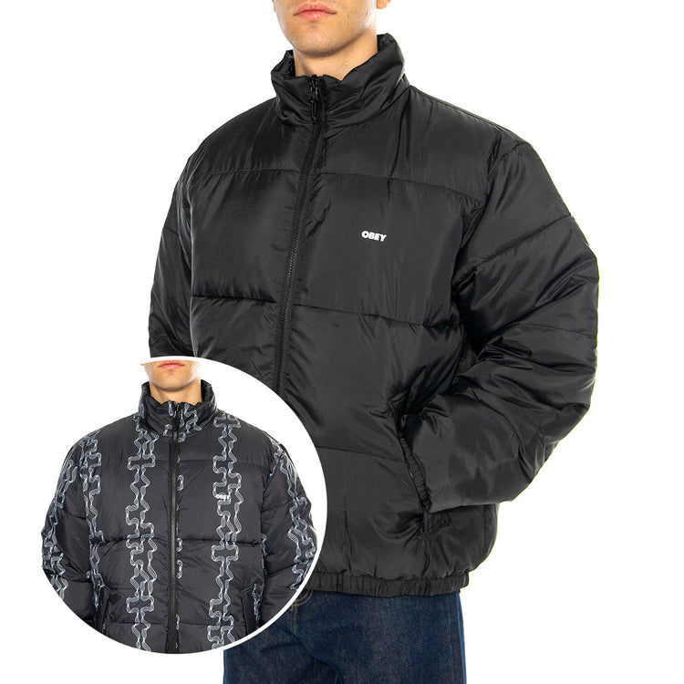 Benny Puffer Jacket Black Multi - Giacca Uomo Nera 121800507-BKM . OBEY 