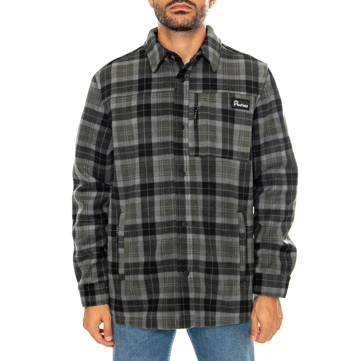 Checked Polar Fleece Jacket Forest Night - Giacca Uomo Multicolore PFD0243-407 . PENFIELD 