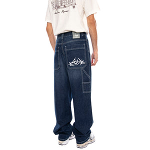 Baggy T. Denim Blue Lav Used Scuro - Pantaloni Denim Jeans Uomo Blu R.BIANCO-L-DNMB-091 . BLUESKIN 