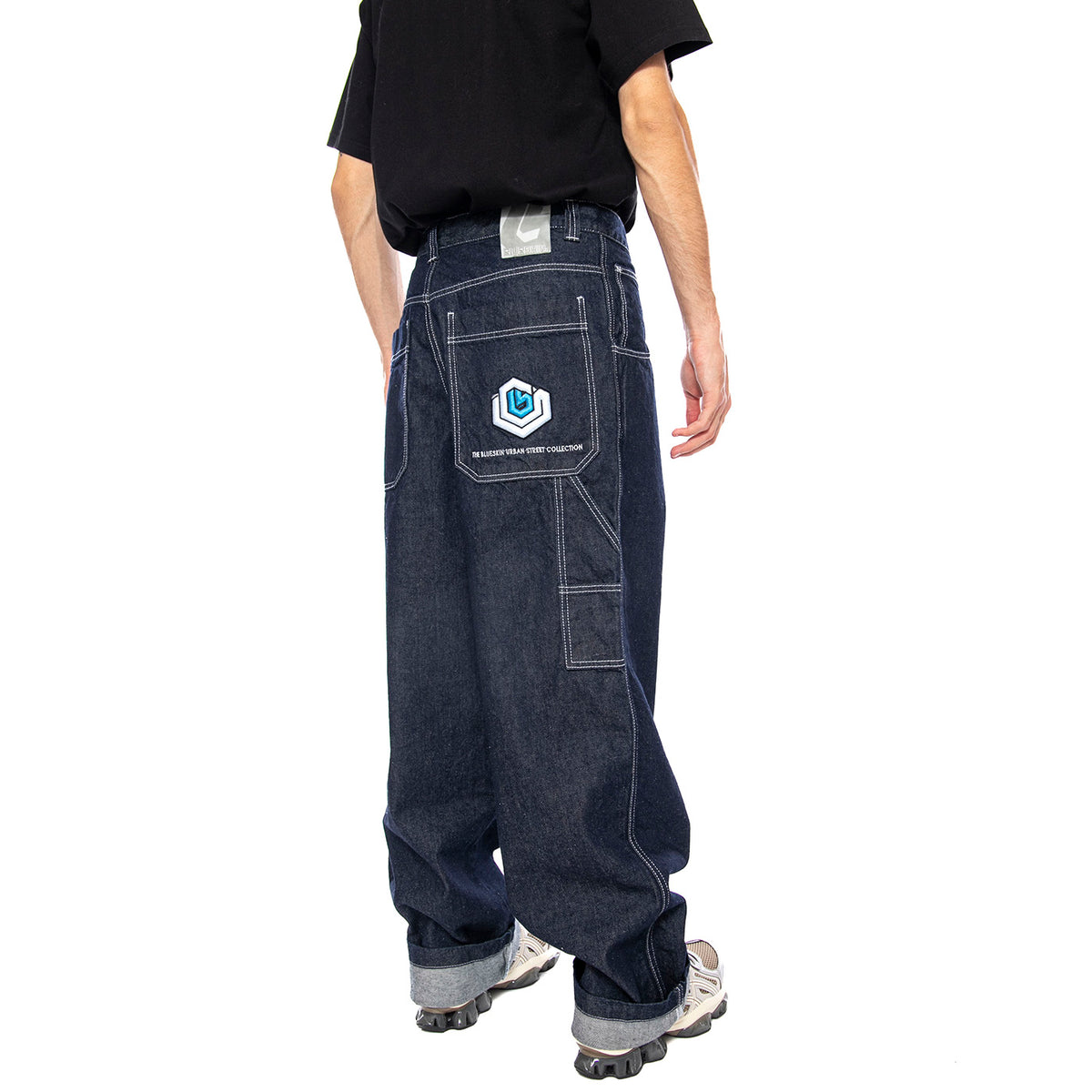 Pantolone Lungo T. Denim Blue 100% Cot Lav Ammorbidito - Pantaloni Denim Jeans Uomo Blu R.BLUE-L-DNMB-001 . BLUESKIN 