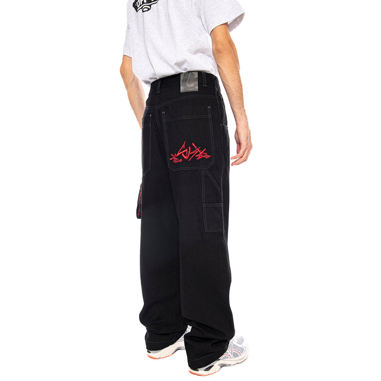 Pant Baggy T. Denim Doppio Black Var Nero - Pantaloni Denim Jeans Uomo Neri RED-L-2BLK-00N . BLUESKIN 