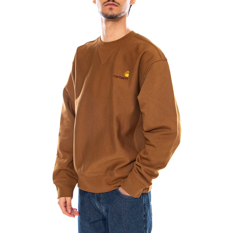 American Script Sweat Hamilton Brown - Felpa Girocollo Uomo Marrone I025475.HZXX . CARHARTT WIP 