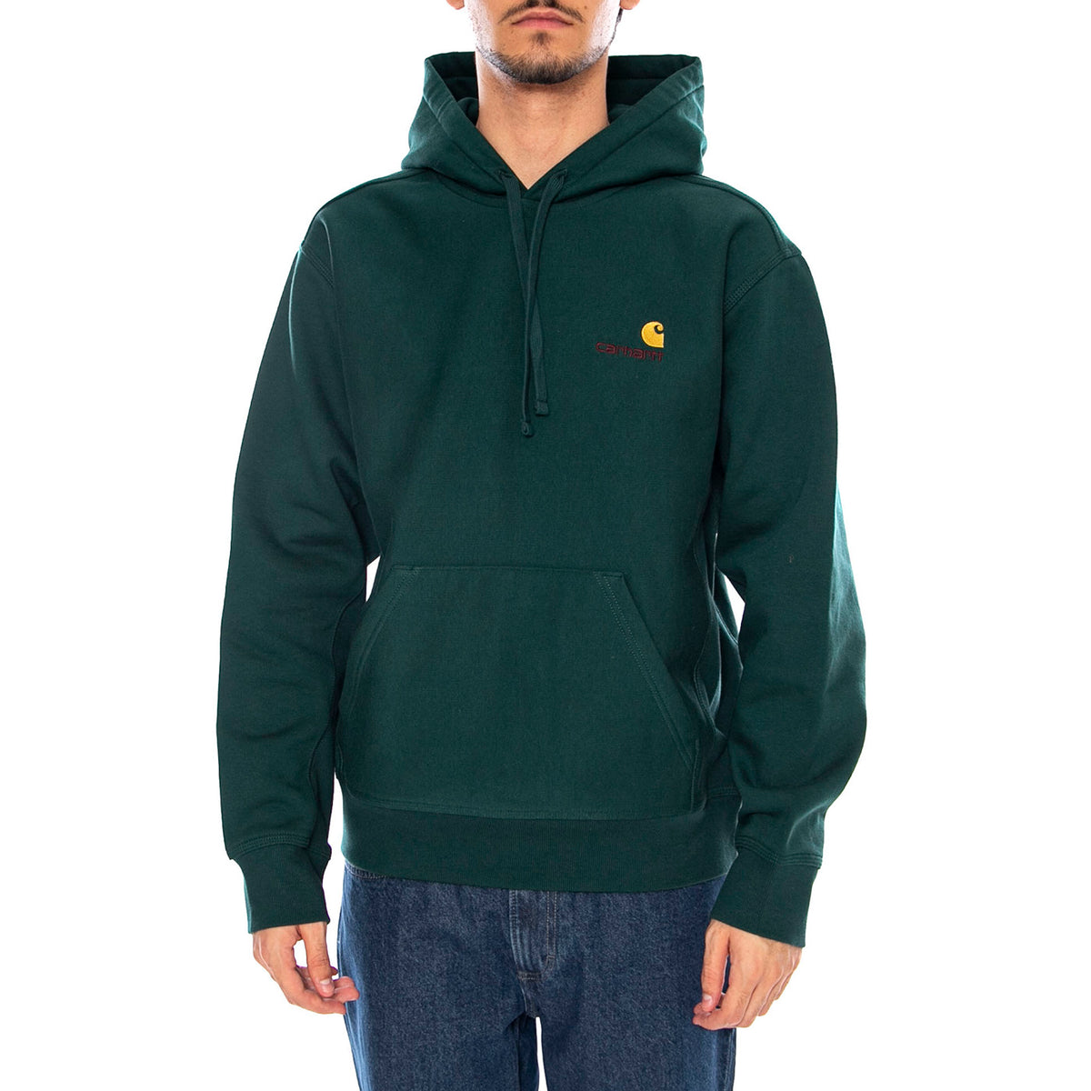 Hooded American Script Sweat Dark Fir - Felpa con Cappuccio Uomo Verde I028279.05AXX . CARHARTT WIP 