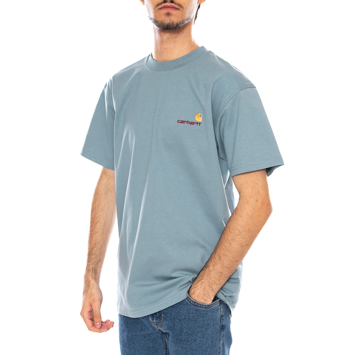 S/S American Script T-Shirt Citadel - Maglietta Girocollo Uomo Blu Medio I029956.33EXX . CARHARTT WIP 