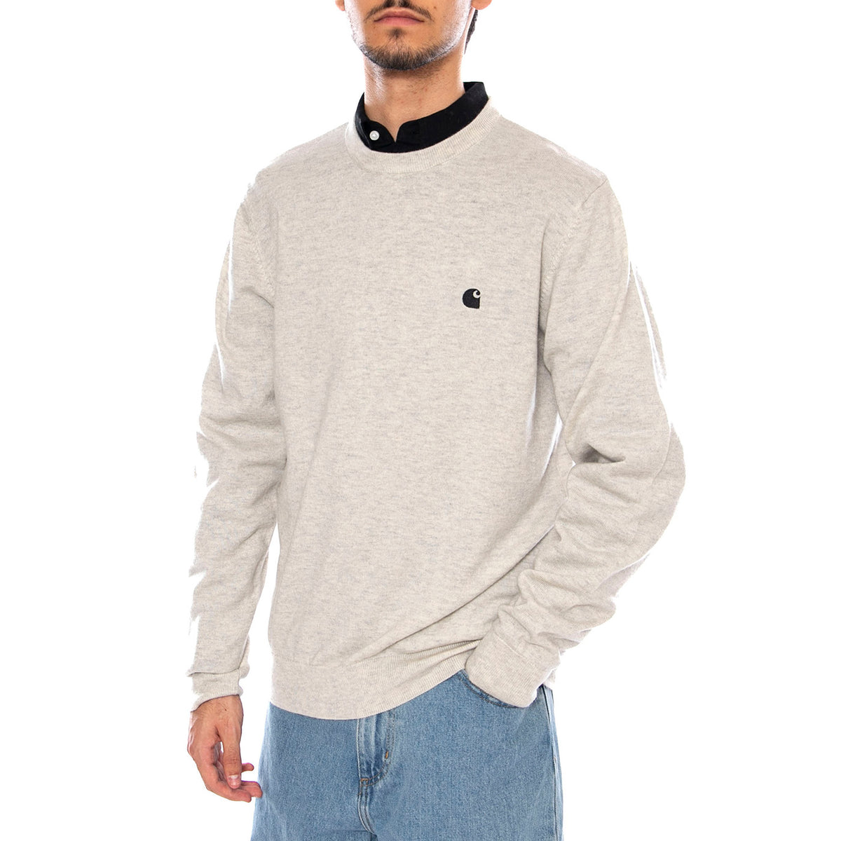 Madison Sweater Fleur De Sel / Black - Maglione Girocollo Uomo Crema I030841.2NQXX . CARHARTT WIP 