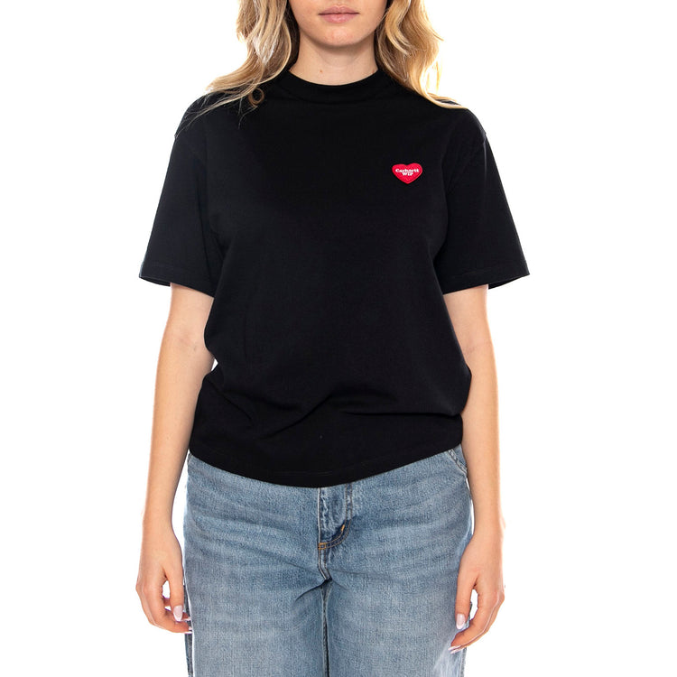W Carhartt S/S Heart Patch T-Shirt - Nera - Maglietta Donna I032318_1V2_XX . CARHARTT WIP 