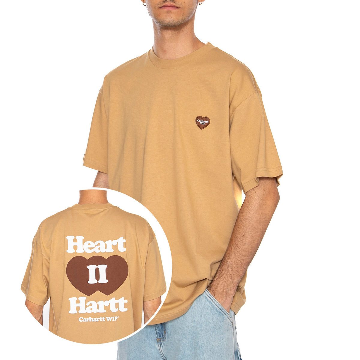 S/S Heart II Hartt T-Shirt Dusty H Brown - Maglietta Girocollo Uomo Marrone I035203.07EXX . CARHARTT WIP 
