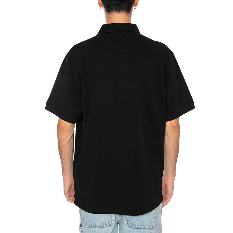 S/S Carhartt Script Polo Black / White - Polo Uomo Nera I035231.0D2XX . CARHARTT WIP 