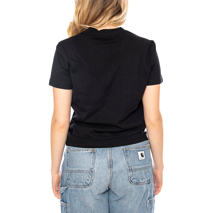 W' S/S PSSHH T-Shirt -- Maglietta Donna Nera / Blue Fog I035267-36A . CARHARTT WIP 