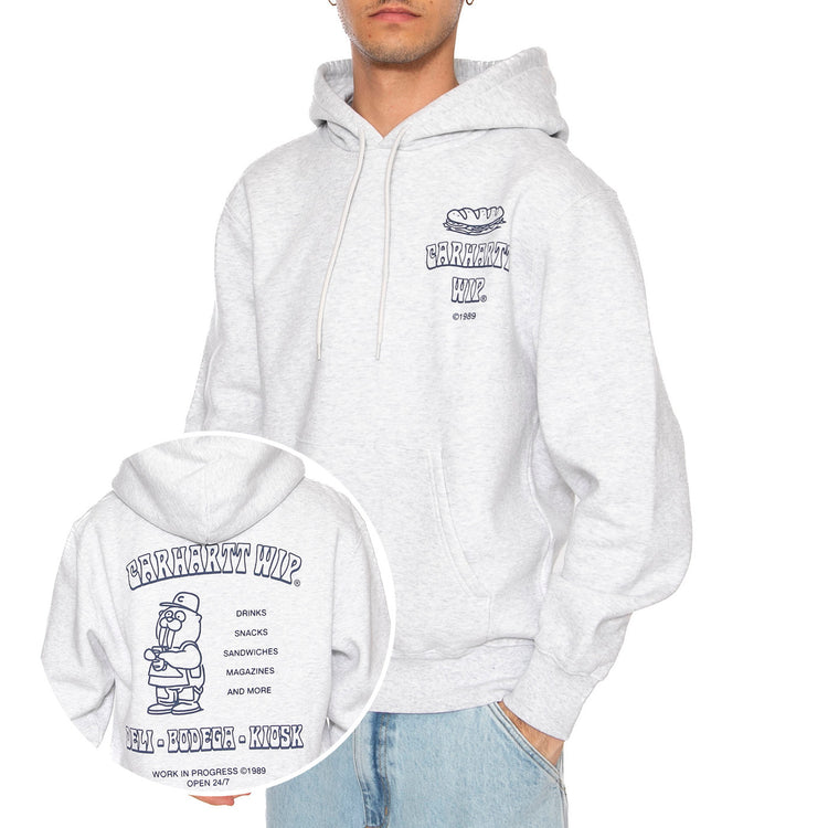 Hooded Sandwich Sweat Ash Heather / Blue - Felpa Uomo Grigia I035277.1V1XX . CARHARTT WIP 