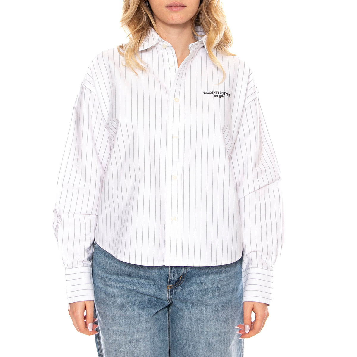 W Carhartt Cassel Shirt - Cassel Stripe White / Black - Camicia Donna I035299_35G_XX . CARHARTT WIP 
