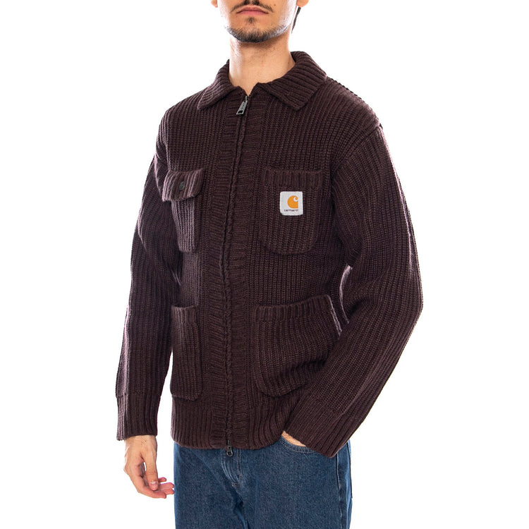 Chore Knit Jacket Palisander - Cardigan in Maglia Uomo Marrone I035399.33HXX . CARHARTT WIP 