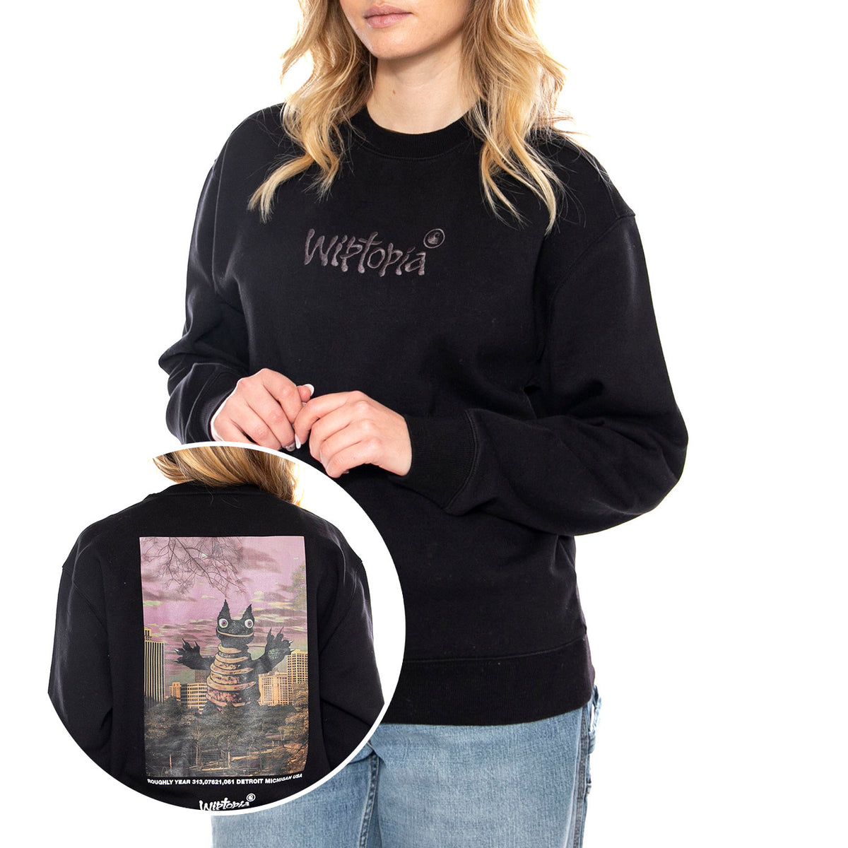 W Wiptopia Script Sweatshirt - Nera - Felpa Donna I035515_3F4_XX . CARHARTT WIP 