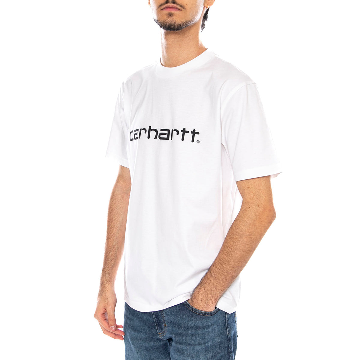 Carhartt WIP Script T-shirt White Black - Maglietta Girocollo Uomo Bianca / Nera I035700-43B5 . CARHARTT WIP 