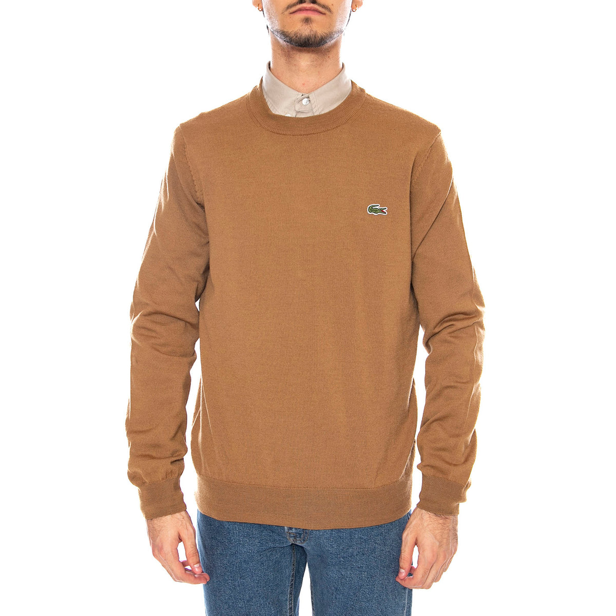 Pullover DPC Brown - Maglione Girocollo Uomo Marrone AH3225-DPC . LACOSTE 