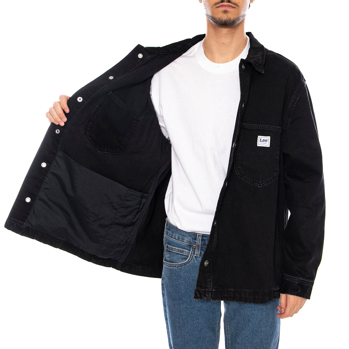 Relaxed Worwear Overshirt No Break Black - Giacca Sovracamicia Uomo Nera 112370473 . LEE 