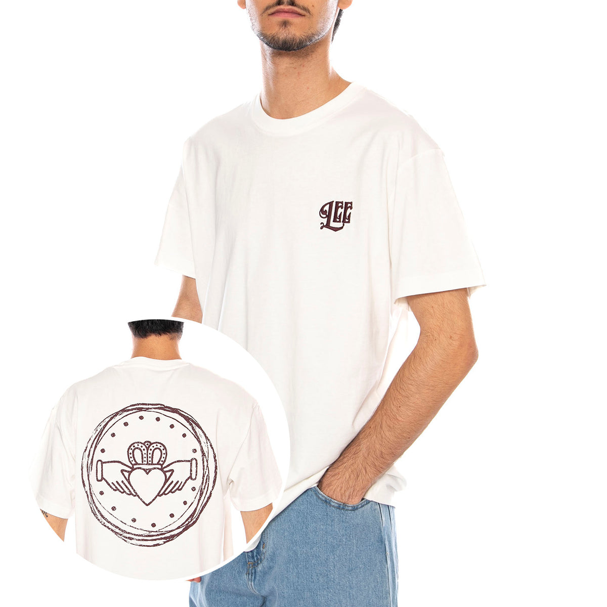 Relaxed Graphic Tee Ecru - Maglietta Girocollo Uomo Panna 112370511 . LEE 
