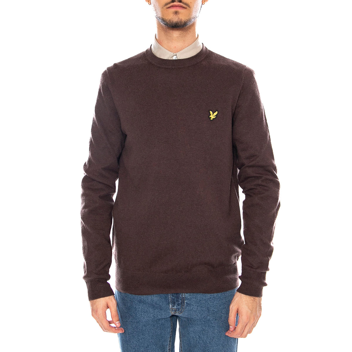 Cotton Merino Crew Neck Jumper Espresso - Maglione Uomo Marrone KN2110VC-X863 . LYLE & SCOTT 