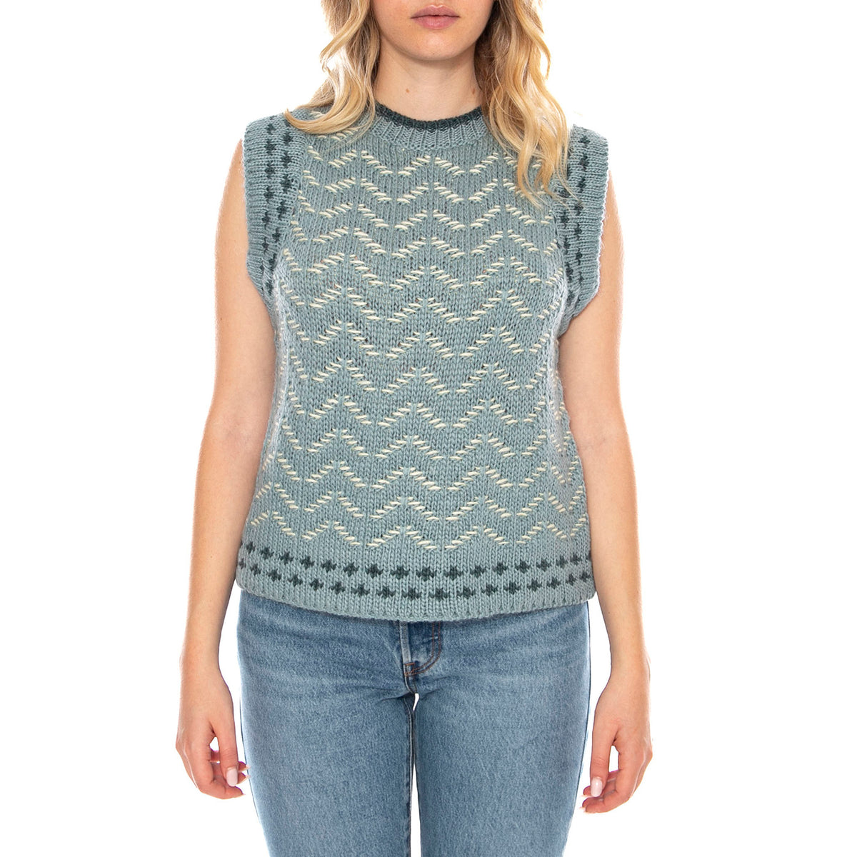 Knitted Vests 522 Blue Tipi Smanicato - Gilet Donna Multicolore MD'M 3.46.103.45 . MD'M 