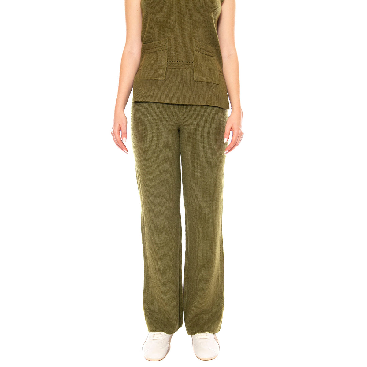 Knitted Trousers 118 Khaki - Pantaloni Donna Verdi 3.53.690.14 . MD'M 