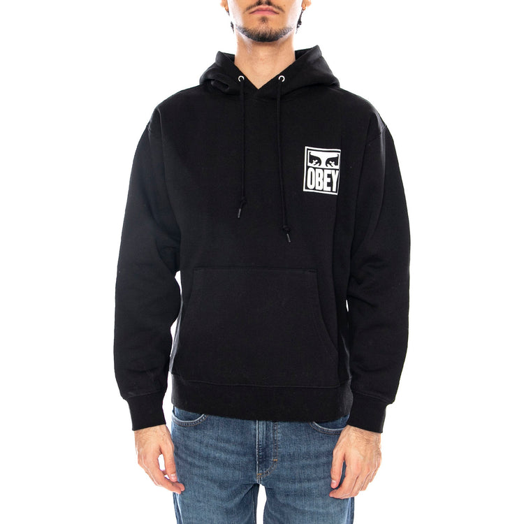 Obey Eyes Icon Hood Fleece Black - Felpa con Cappuccio Uomo Nera 112843126 BLK OBEY 