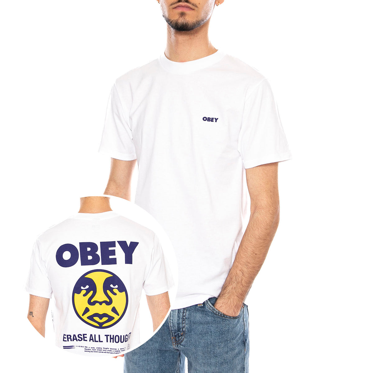 Obey Erase All Thought Tee -- Maglietta Girocollo Uomo Bianca 165264212 WHT OBEY 