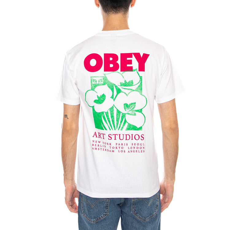 OBEY Art Studio Flowers Tee -- Maglietta Girocollo Uomo Bianca 165264234 WHT OBEY 